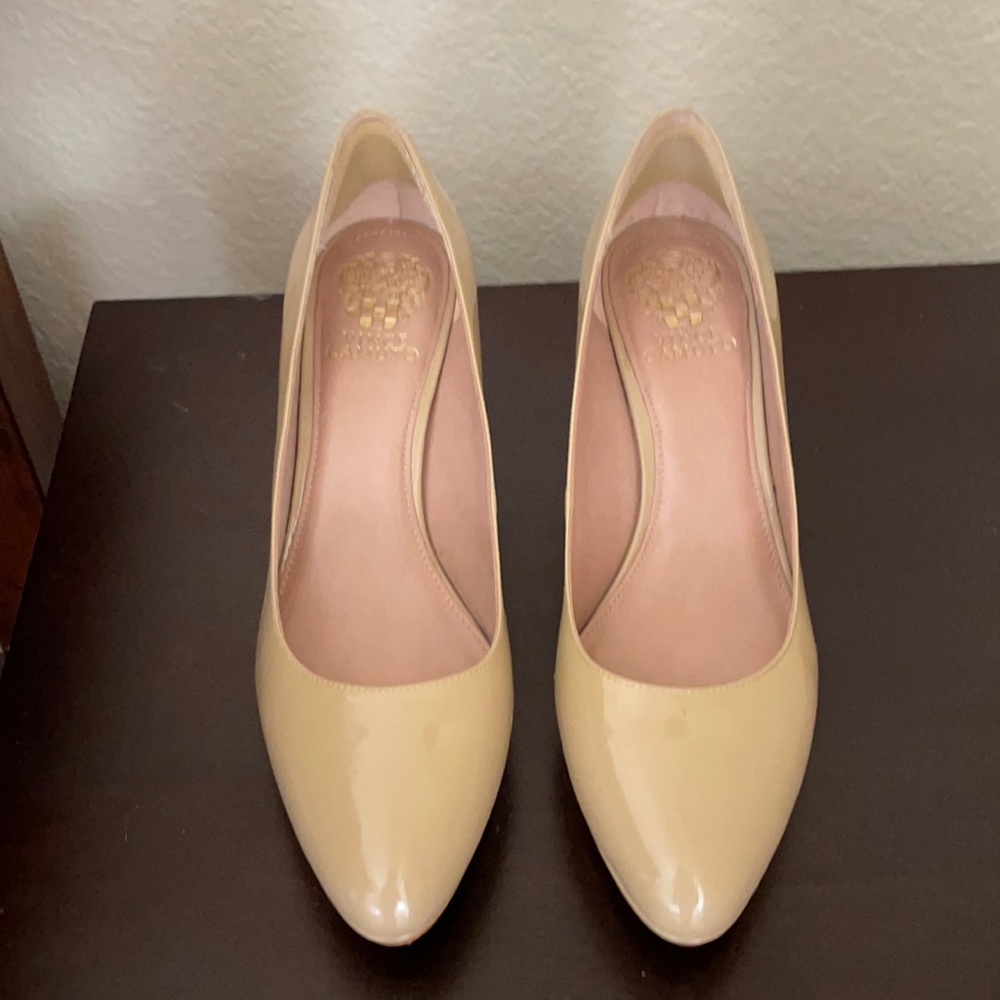 Vince Camino Nude Patten Leather Pumps